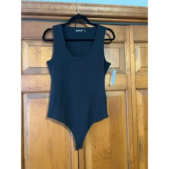 NWT Abercrombie & Fitch Women's Soft A&F Collection Sleeveless Bodysuit Black L - Picture 2 of 12